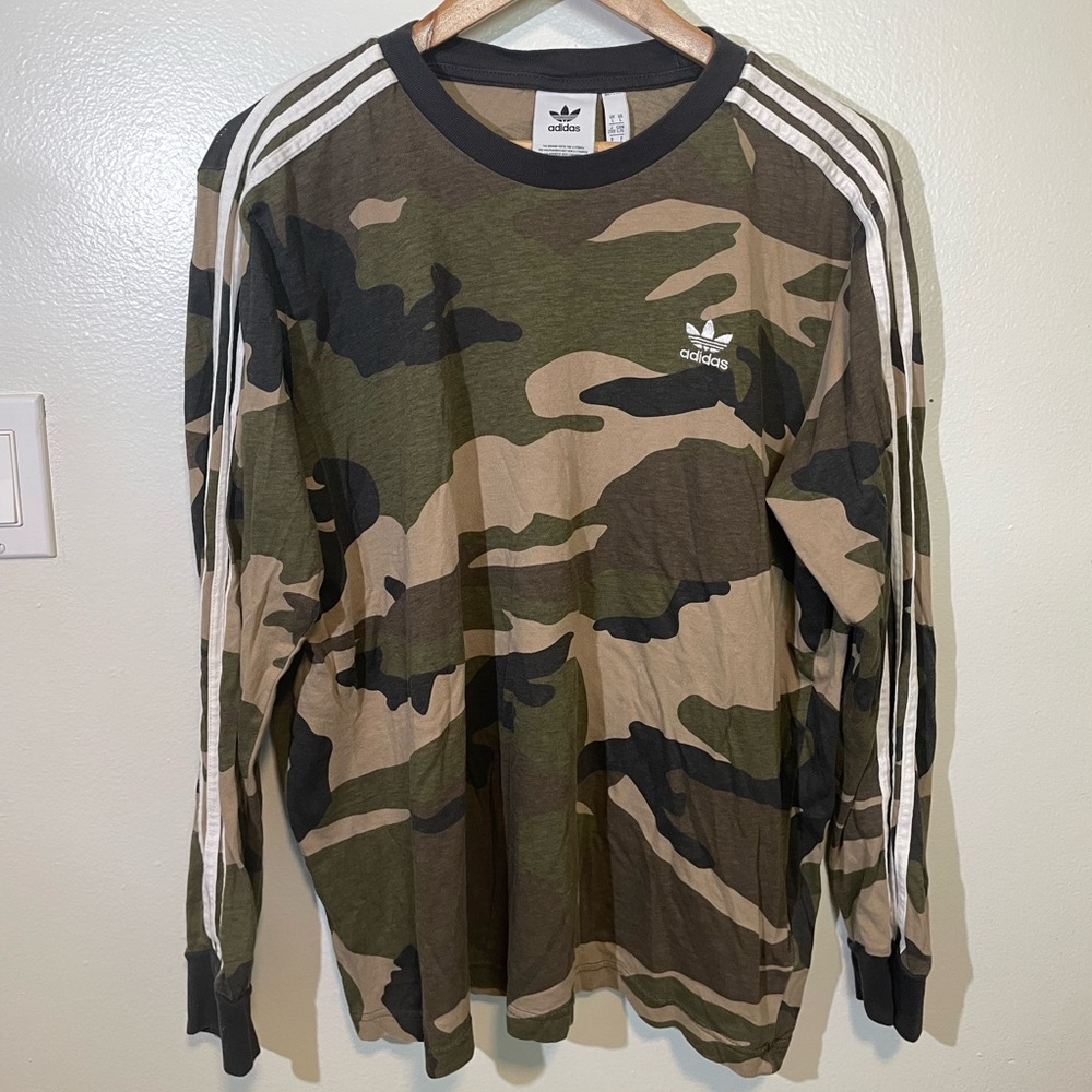 Men’s Adidas Originals - Long Sleeve Army Camo Shirt - Size Large